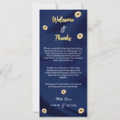 Navy Blue en Ivoor Beige Bloemen Welkom & Bedankt (Voorkant)