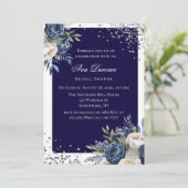 Navy Blue en Ivory Floral Vrijgezellenfeest Kaart (Staand voorkant)
