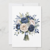 Navy Blue en Ivory Floral Vrijgezellenfeest Kaart (Achterkant)