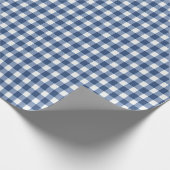 Navy Blue en Ivory Gingham Cadeaupapier (Hoek)