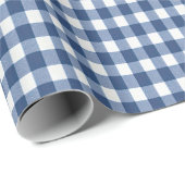 Navy Blue en Ivory Gingham Cadeaupapier (Rol Hoek)