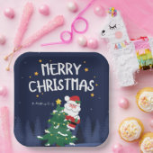 Navy Blue en kerstmis Papieren Bordje (Feest)