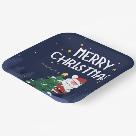 Navy Blue en kerstmis Papieren Bordje (Gebogen)