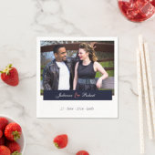 Navy Blue en koraal foto bruiloft cocktail servett Servet (Insitu)