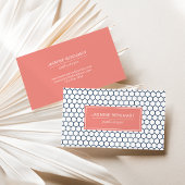 Navy Blue en koraal honingraat geometrisch patroon Visitekaartje