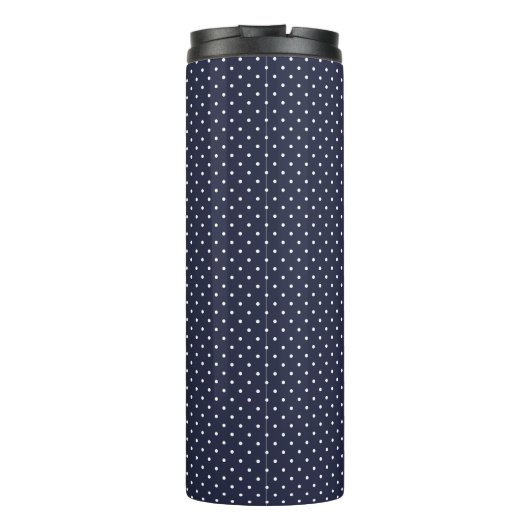 Navy Blue en koraal Tiny Stippen Monogram Thermosbeker (Achterkant)