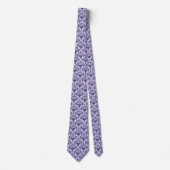 Navy Blue en Lavender Floral Damaspattern Stropdas (Voorkant)