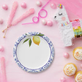 Navy Blue en Lemon Papieren Bordje (Feest)