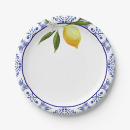 Navy Blue en Lemon Papieren Bordje