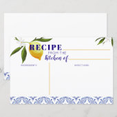 Navy Blue en Lemon Vrijgezellenfeest Recipe card (Voorkant / Achterkant)