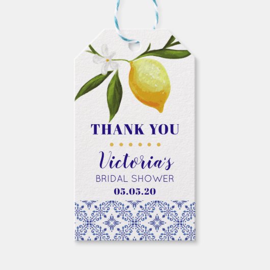 Navy blue en Lemons bedankt Cadeaulabel (Voorkant)