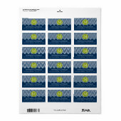 Navy Blue en Lime Green Chevrons Custom Monogram Etiket (Full Sheet)