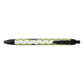 Navy Blue en Lime Green Chevrons Custom Monogram Zwarte Inkt Pen (Achterkant)