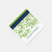 Navy Blue en Lime Green Floral Damask Servetten (Hoek)