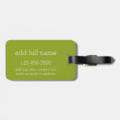 Navy Blue en Lime Green Rugby Stripes Custom Name Bagagelabel (Achterkant horizontaal)