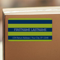 Navy Blue en Lime Green Rugby Stripes Custom Name