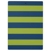 Navy Blue en Lime Green Rugby Stripes Custom Name Klembord (Achterkant)