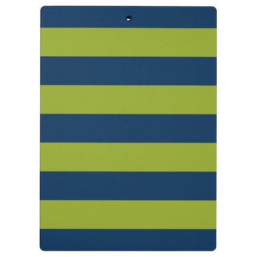 Navy Blue en Lime Green Rugby Stripes Custom Name Klembord (Achterkant)