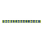 Navy Blue en Lime Green Rugby Stripes Custom Name Satijnen Lint (Voorkant)