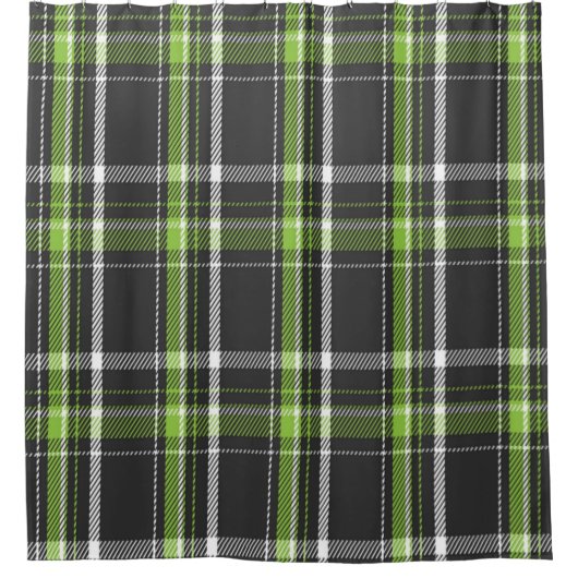 Navy Blue en Lime Green Scotland Tartan Douchegordijn (Voorkant)