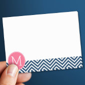 Navy Blue en Magenta Chevrons Custom Monogram Post-it® Notes