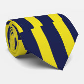 Navy Blue en Maize Striped Stropdas (Opgerold)