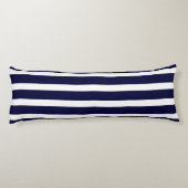 Navy Blue en Maroon Red Rusty White Striped Lichaamskussen (Achterkant)