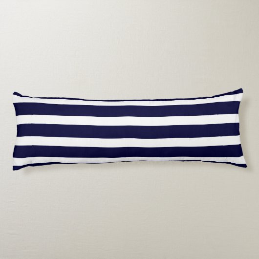 Navy Blue en Maroon Red Rusty White Striped Lichaamskussen (Achterkant)