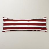 Navy Blue en Maroon Red Rusty White Striped Lichaamskussen (Voorkant)