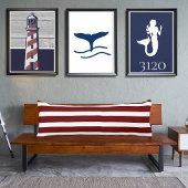 Navy Blue en Maroon Red Rusty White Striped Lichaamskussen