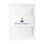 Navy Blue en Marsala Bloemen Anker Bruiloft Uitnodigingen Wikkel (Voorkant Voorbeeld)