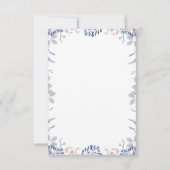 Navy Blue en Mauve Bloemen bruiloft RSVP (Achterkant)