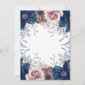 Navy Blue en Mauve Bloemen Verjaardagsfeest Kaart (Achterkant)