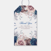 Navy Blue en Mauve Bloemenbruiloft Cadeaulabel (Voorkant)