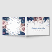 Navy Blue en Mauve Bloemenbruiloft Gastenboek (Volledig)