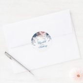 Navy Blue en Mauve Bloemenbruiloft Ronde Sticker (Envelop)