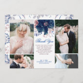 Navy Blue en Mauve bruiloft dank u foto Kaart (Voorkant / Achterkant)