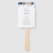 Navy Blue en Mauve Floral bruiloft programma Handwaaier (Voorkant)