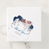 Navy Blue en Mauve Floral Dank u Bedankjes Labels (In situ)