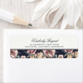 Navy Blue en Mauve Floral  Etiket (Insitu)