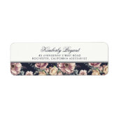 Navy Blue en Mauve Floral  Etiket (Voorkant)