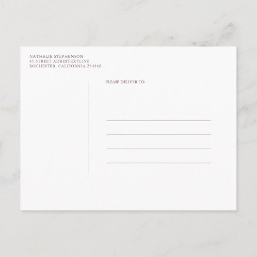 Navy Blue en Mauve Floral Save the Date Aankondigingskaart (Achterkant)