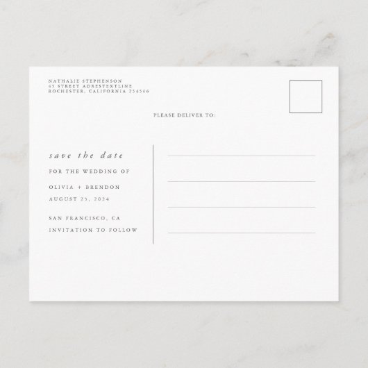 Navy Blue en Mauve Floral Save The Date Kaart (Achterkant)