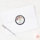 Navy Blue en Mauve Floral Waterverf Ronde Sticker (Envelop)