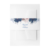 Navy Blue en Mauve Florals Uitnodigingen Wikkel (Voorkant Voorbeeld)