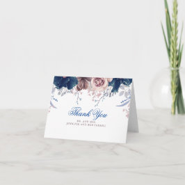 Navy Blue en Mauve Weddenschap Bedankkaart
