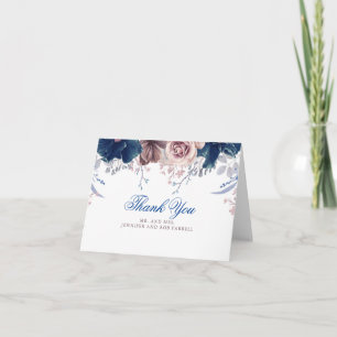Navy Blue en Mauve Weddenschap Bedankkaart