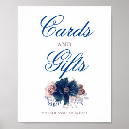 Navy Blue en Mauve Wedding Cards en Gifts Sign Poster
