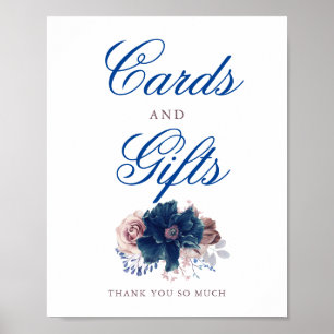 Navy Blue en Mauve Wedding Cards en Gifts Sign Poster
