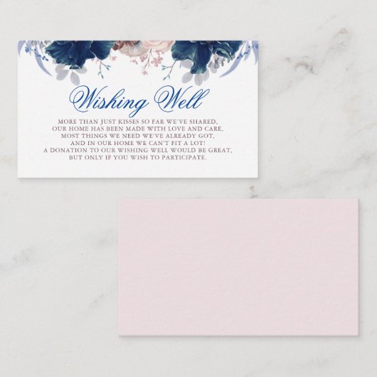 Navy Blue en Mauve Wishing Well Informatiekaartje (Voorkant / Achterkant)